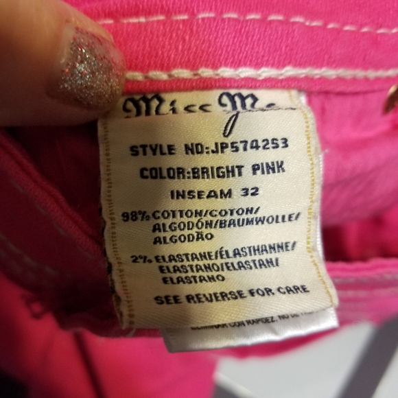 MISS ME SKINNY pink 33 Stretch Rhinestone Embellished Pockets Jeans - Picture 8 of 8